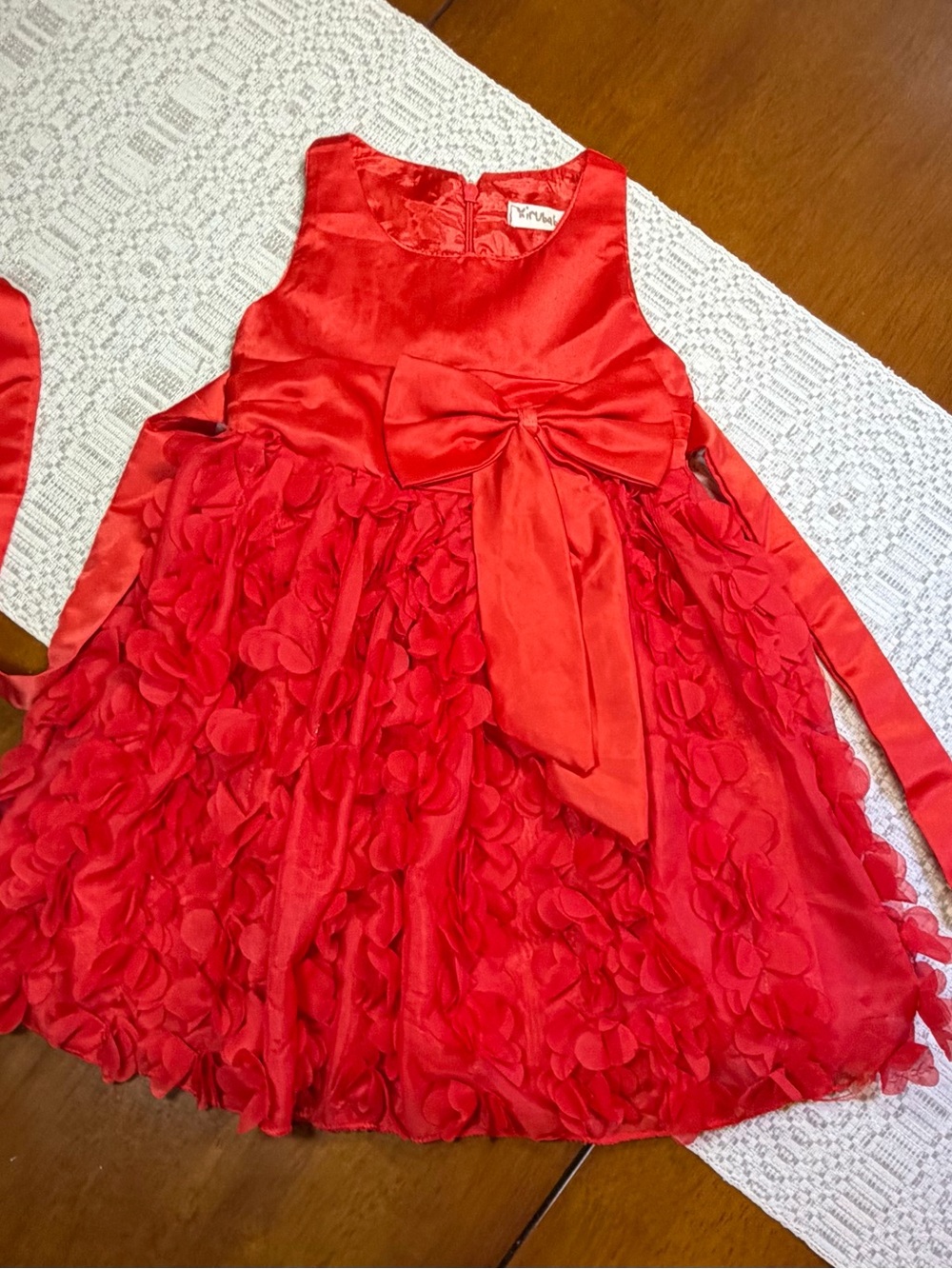 Girls' Red Dress with Bow